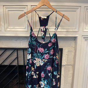 Entro Dress Sz L Floral Blue Strappy Sleeveless